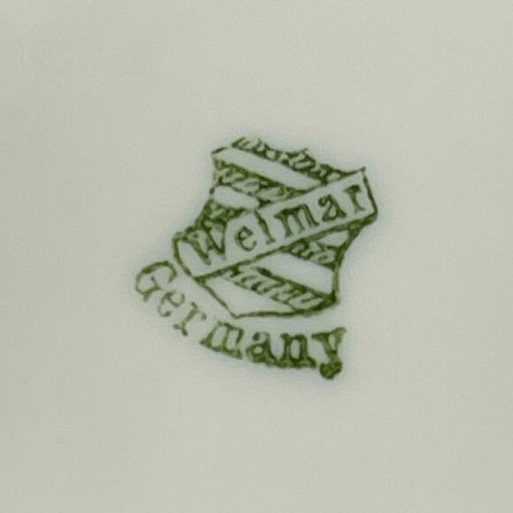 Welmar Germany Marked Antique 9" Oblong Plate Bowl Tray Roses Scallop Edge - Picture 3 of 10